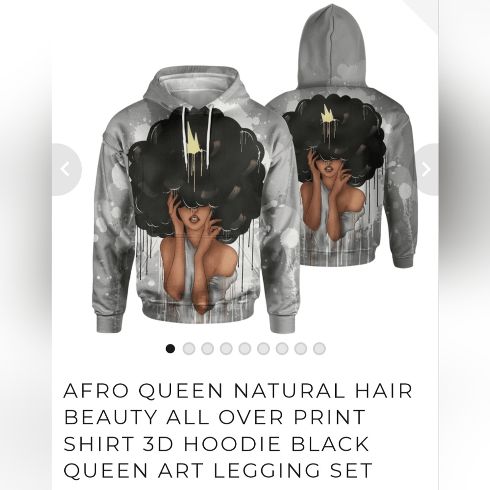 Gray Afro Queen Hoodie Set